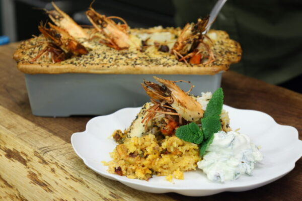 Prawn Rice bowl with raita